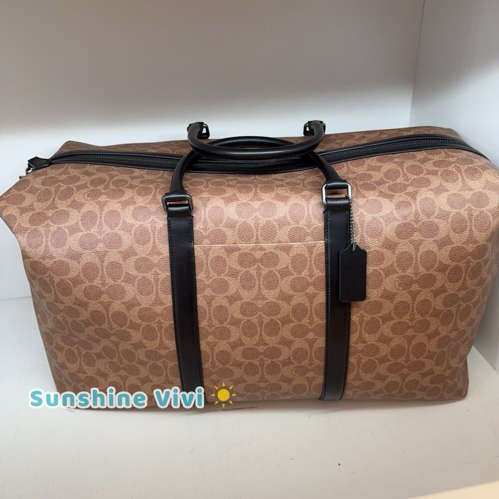 NWT Coach Trekker Bag 52 In Signature Canvas CAR75 Gunmetal/Tan/Black